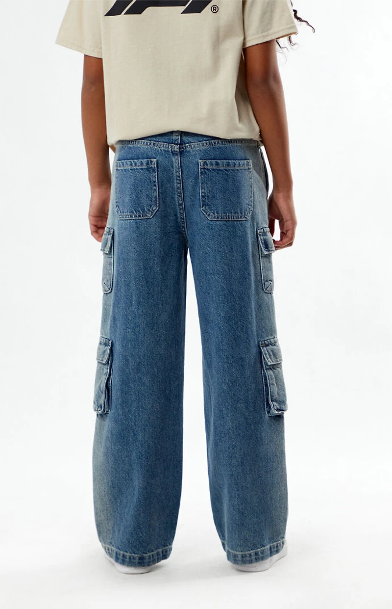 Pacsun Kids Medium Indigo Baggy Cargo Jeans