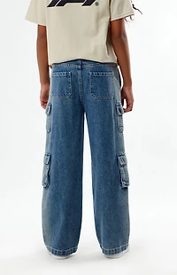 Pacsun Kids Medium Indigo Baggy Cargo Jeans