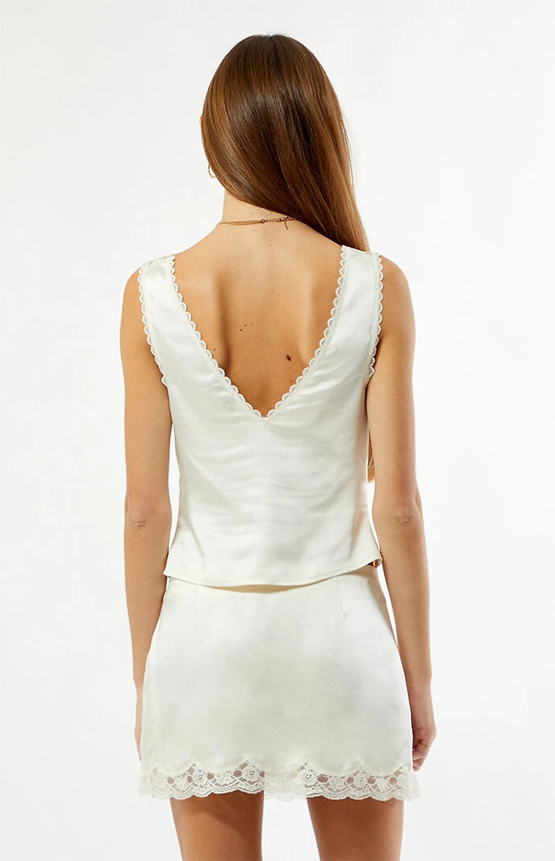 Beverly and Beck Sarah Satin Lace Strap Tank Top