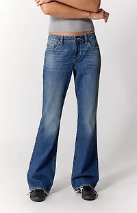 Pacsun Jade Low Rise Bootcut Jeans Contrast Stitch Dark Blue
