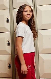 Pacsun Kids Heather Gray Brushed Solid Ribbed T-Shirt