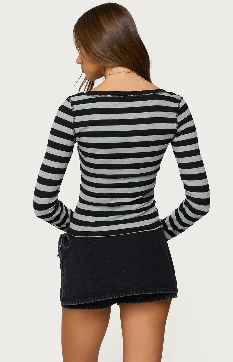 Edikted Rainey Striped Long Sleeve Top