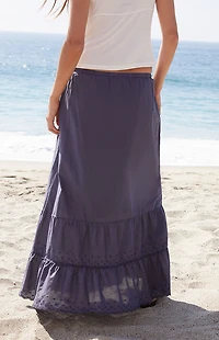 John Galt Navy Olive Maxi Skirt