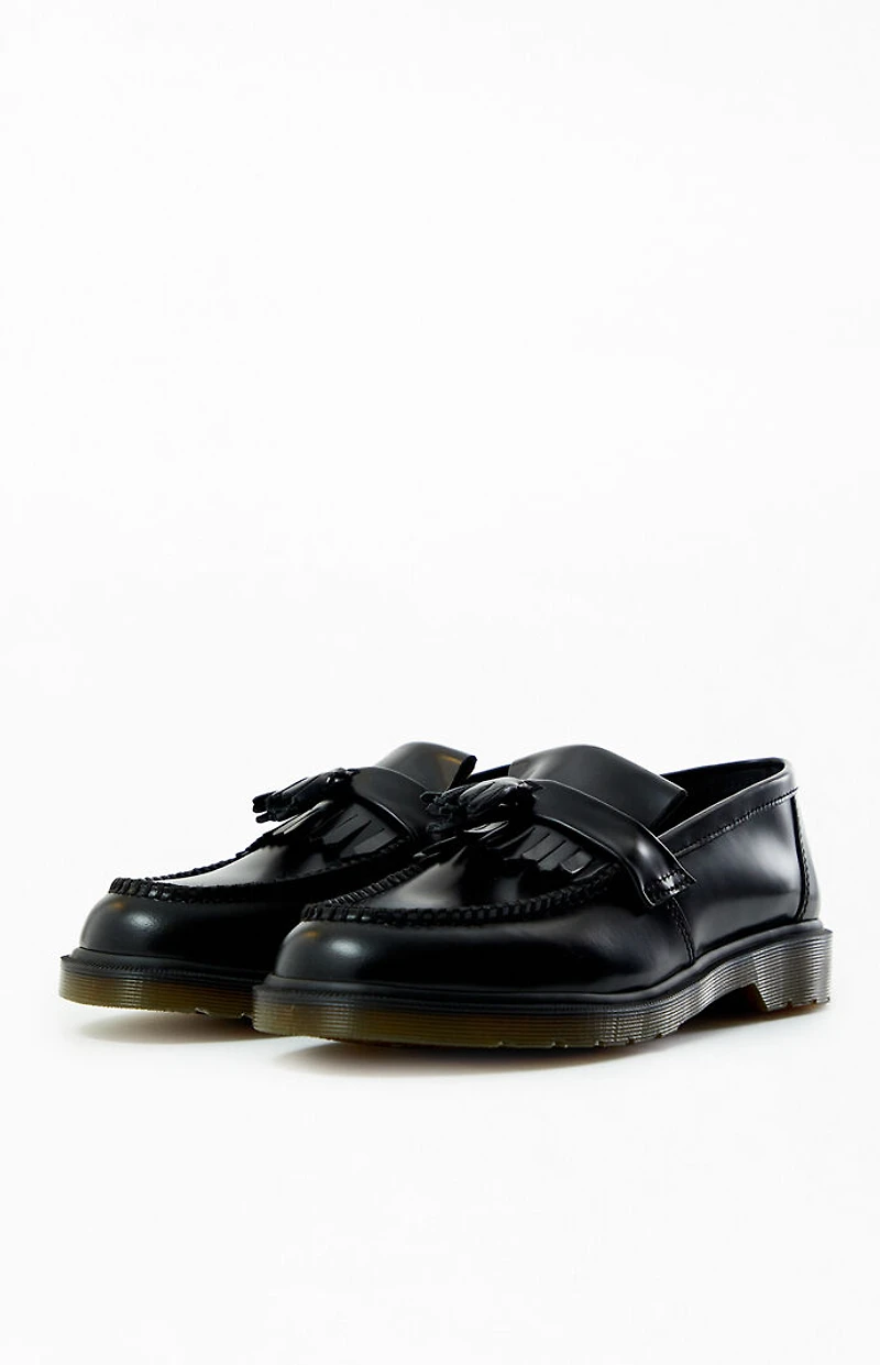 Dr Martens Black Adrian Polished Smooth Leather Tassel Loafers