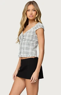 Edikted Dolsy Plaid Button Up Top
