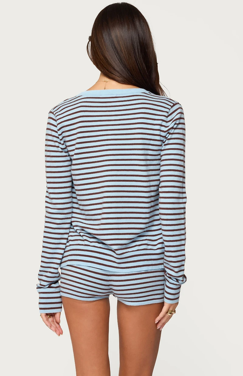 Edikted Lillian Striped Button Up Knit Cardigan