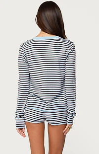 Edikted Lillian Striped Button Up Knit Cardigan