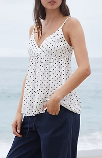 John Galt White Polka Dot Edith Tank Top