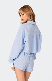 Edikted Lea Cropped Button Up Shirt