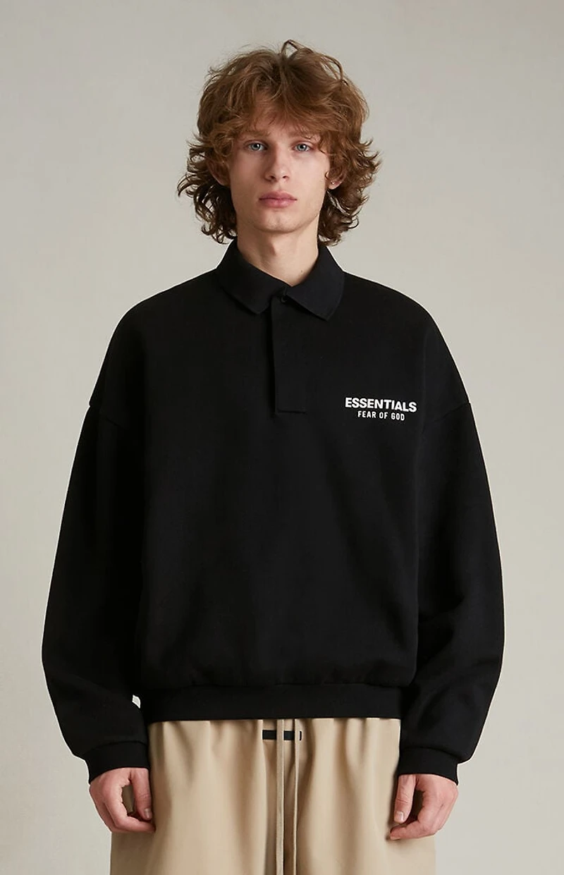 Fear of God ESSENTIALS Black Fleece Polo Sweatshirt