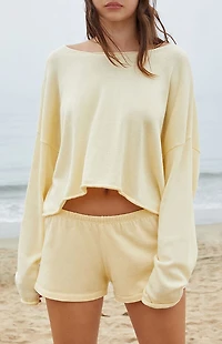 John Galt Yellow Cameron Cropped Sweater