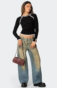 Edikted Edith Lacey Ribbed Top