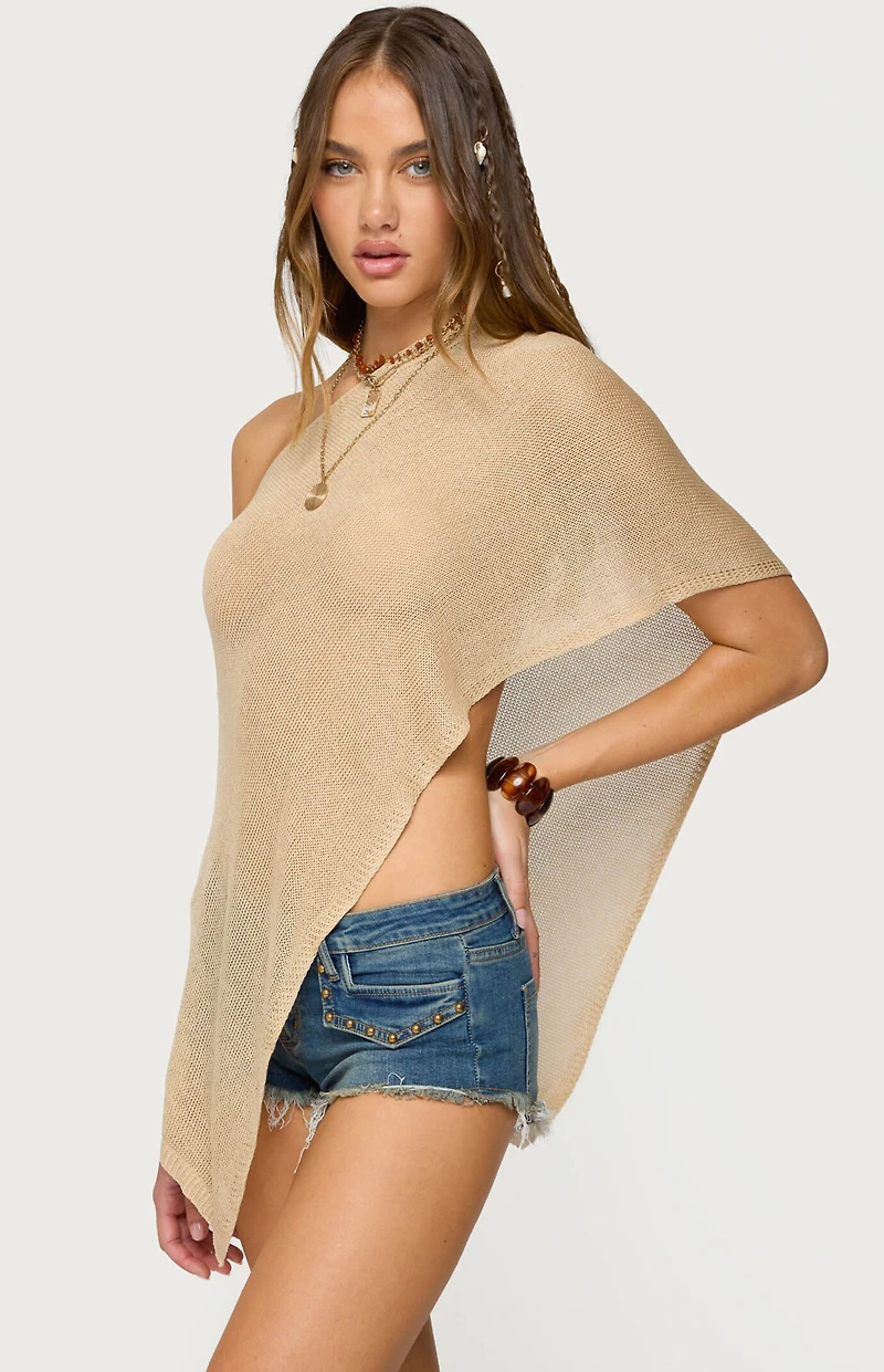 Edikted Azalia Asymmetric Knit Poncho