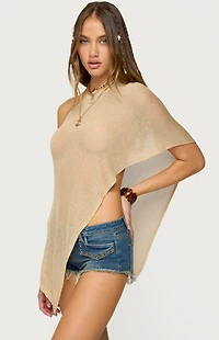 Edikted Azalia Asymmetric Knit Poncho