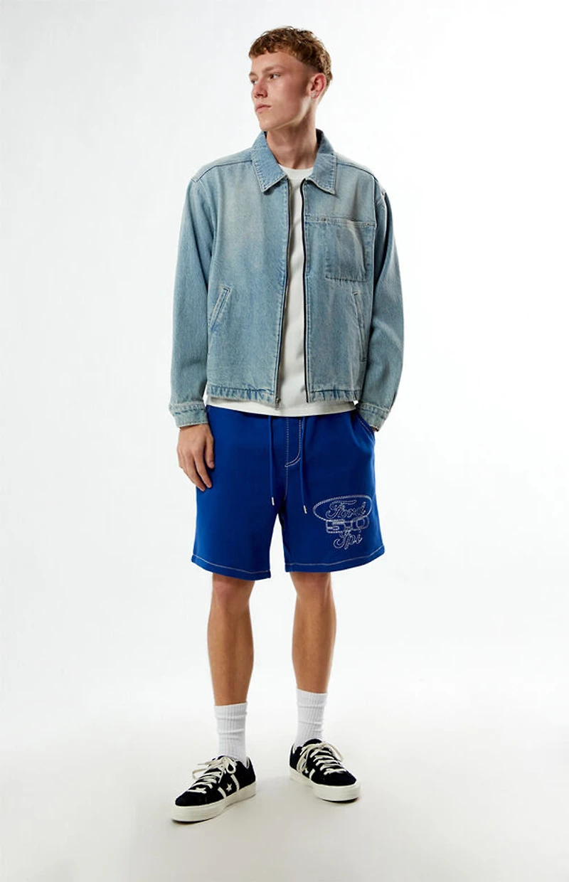 True Religion x Ford Big Fleece Blue Sweat Shorts