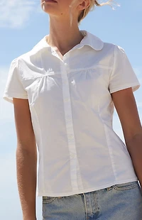 John Galt White Teagan Collared Top