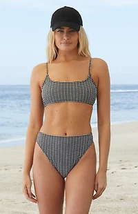 Salero Swim by Pacsun Gingham Textured Micro Strap Tank Bikini Top
