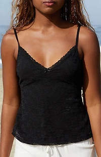 John Galt Black Amara Lace Tank Top