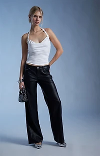 Third Charm Studded Strap Halter Tank Top