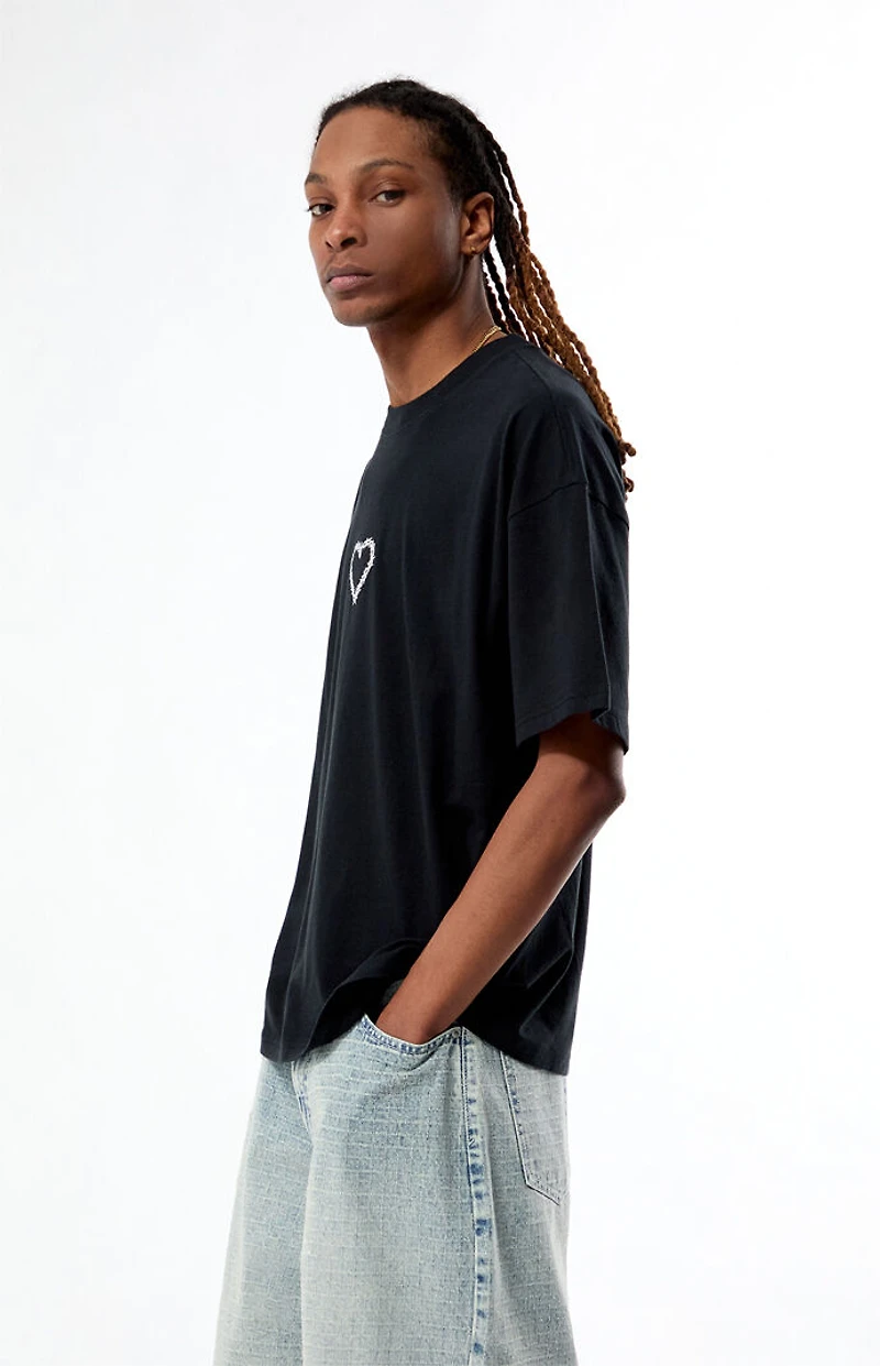 Pacsun Thorn Heart Embroidered T-Shirt