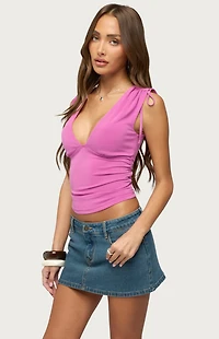 Edikted Cady Drawstring V Neck Tank Top