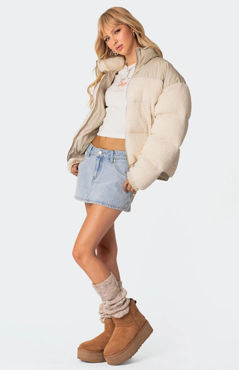 Edikted Oversized Sherpa Puffer Jacket
