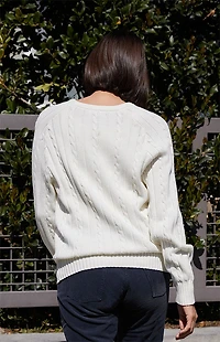 John Galt White Ida Cable Knit Sweater