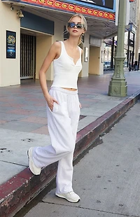 John Galt White Notched V-Neck Tank Top