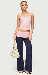 Edikted Petite Wide Leg Contrast Foldover Pants