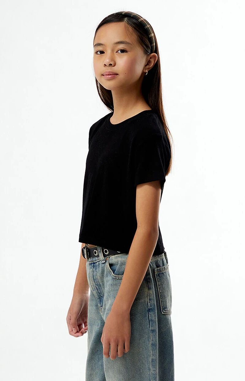 Pacsun Kids Black Ribbed Skimmer T-Shirt
