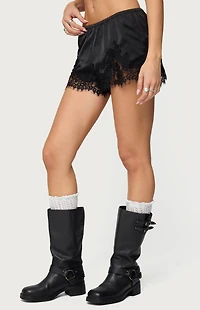 Edikted Reisa Lacey Satin Effect Shorts