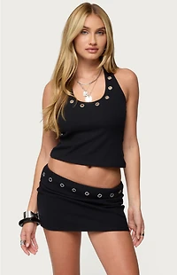Edikted Havana Grommet Ribbed Halter Top