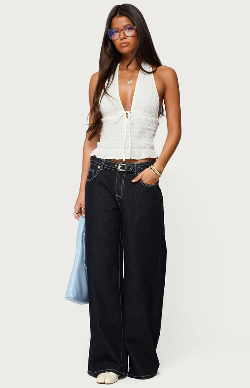 Edikted Karah Belt Low Rise Jeans