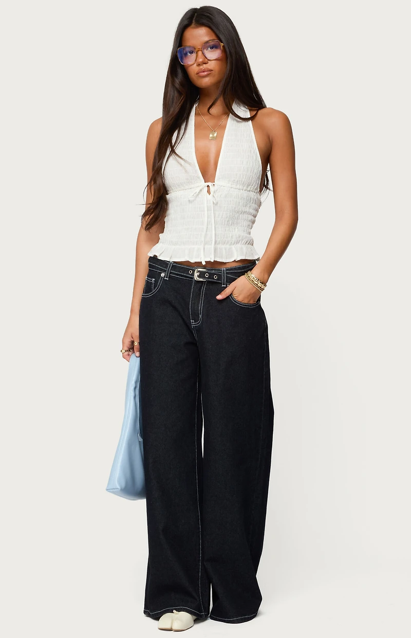 Edikted Karah Belt Low Rise Jeans