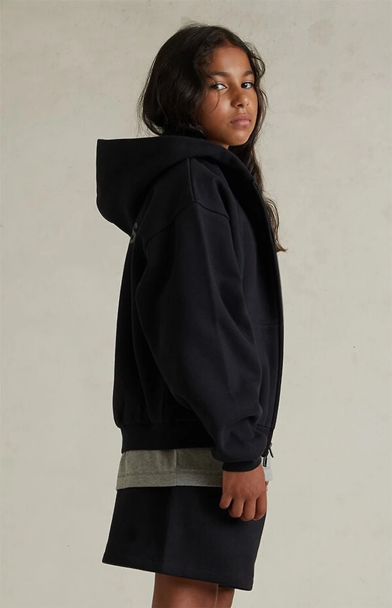 Fear of God ESSENTIALS Kids Jet Black Full Zip Fleece Hoodie