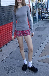 John Galt Light Gray Ainsley Long Sleeve Top