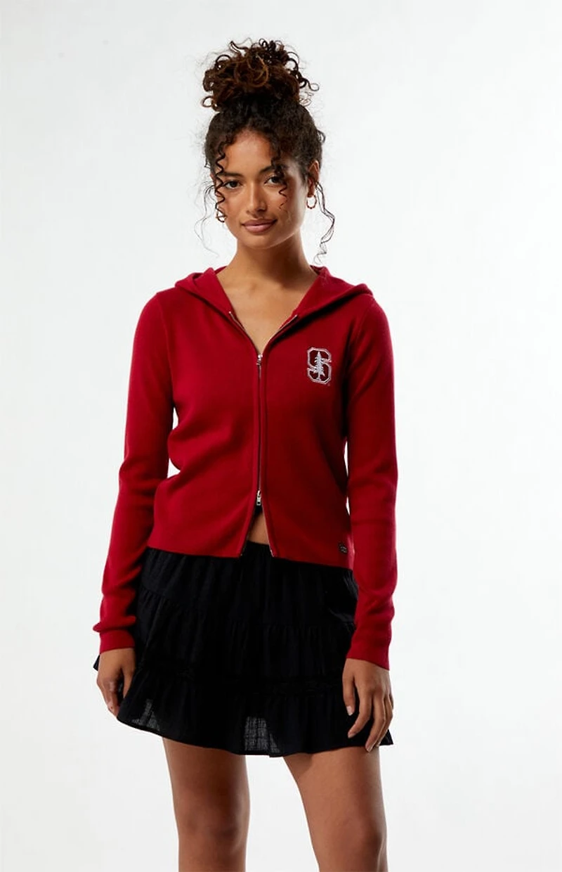 HYPE & VICE Stanford Cardinal Ribbed Zip Up Hoodie