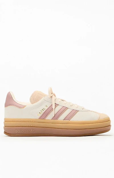 adidas Women's Tan & Pink Gazelle Bold Sneakers