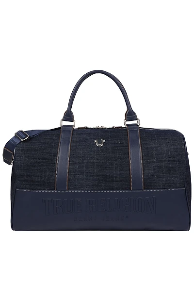 True Religion Horseshoe Quilted Denim Weekender Duffel Bag