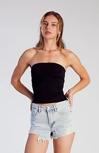 Pacsun Light Indigo Ripped Button Fly High Waisted Denim Festival Shorts