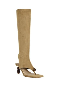 AZALEA WANG Women's Dottie Faux Suede Tan Stiletto Sandals