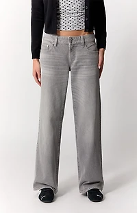 Pacsun Zoe Low Rise Girlfriend Jeans Button Pocket Gray