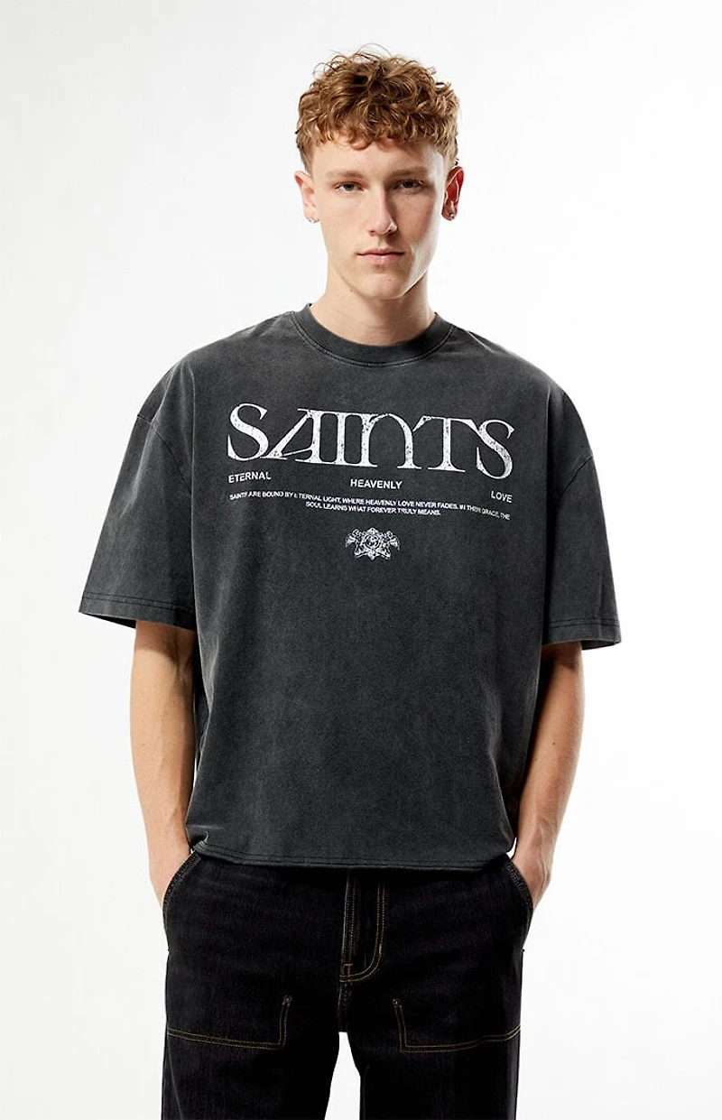Pacsun Saints Washed Cropped Boxy T-Shirt