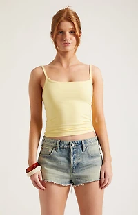Pacsun Jamie Denim Micro Shorts Raw Cut Tinted Light Blue