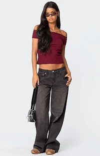 Edikted Xoe Off Shoulder Lace Trim Top