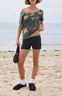 John Galt Robyn Camo Off-The-Shoulder Top