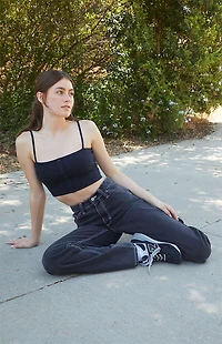 John Galt Black Isidore Button Tank Top
