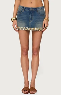 Edikted Shaina Iridescent Denim Mini Skirt
