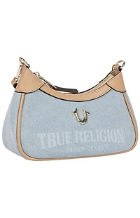 True Religion Blair Denim and Faux Leather Shoulder Bag