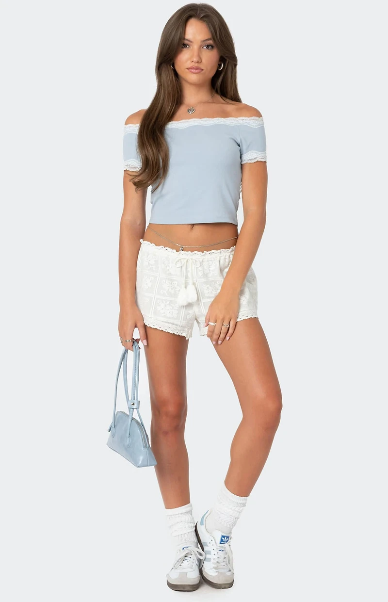 Edikted Needlepoint Lacey Shorts